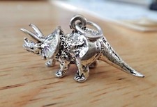 Sterling Silver 3D 14x29mm 6 gram Triceratops Dinosaur Charm