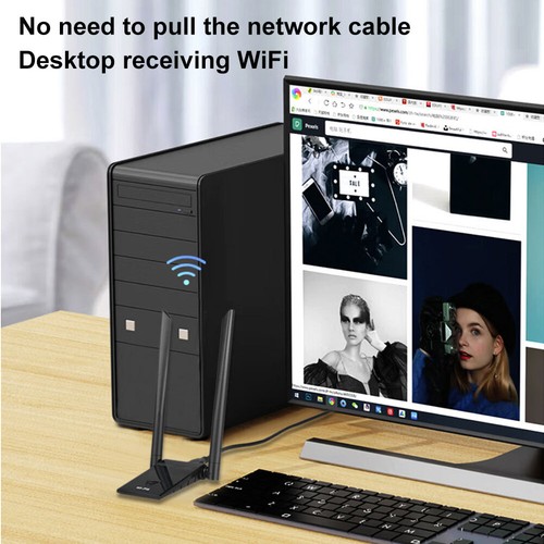 Dual Band Wireless USB WiFi Dongle 1800Mbps Network Card Receiver Wide Coverage - Afbeelding 3 van 15