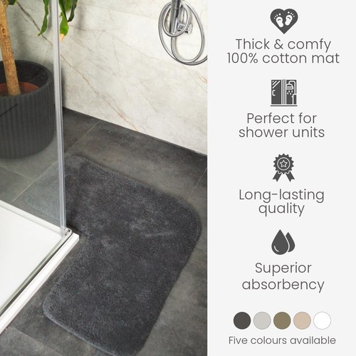 Corner Shower Mat 70 x 35cm - 100% Cotton L-Shaped Bath Mat Supersoft, Absorbent - Picture 39 of 54