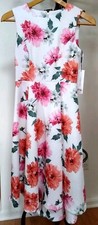new-with-tags MSRP 119 sz 4 Calvin Klein orange  pink floral fit  flare dress