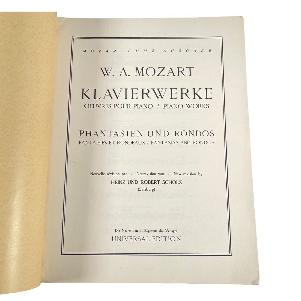 Mozart Phantasien Und Rondos Songbook Piano Solo Universal Edition Austria - Image 2 of 4