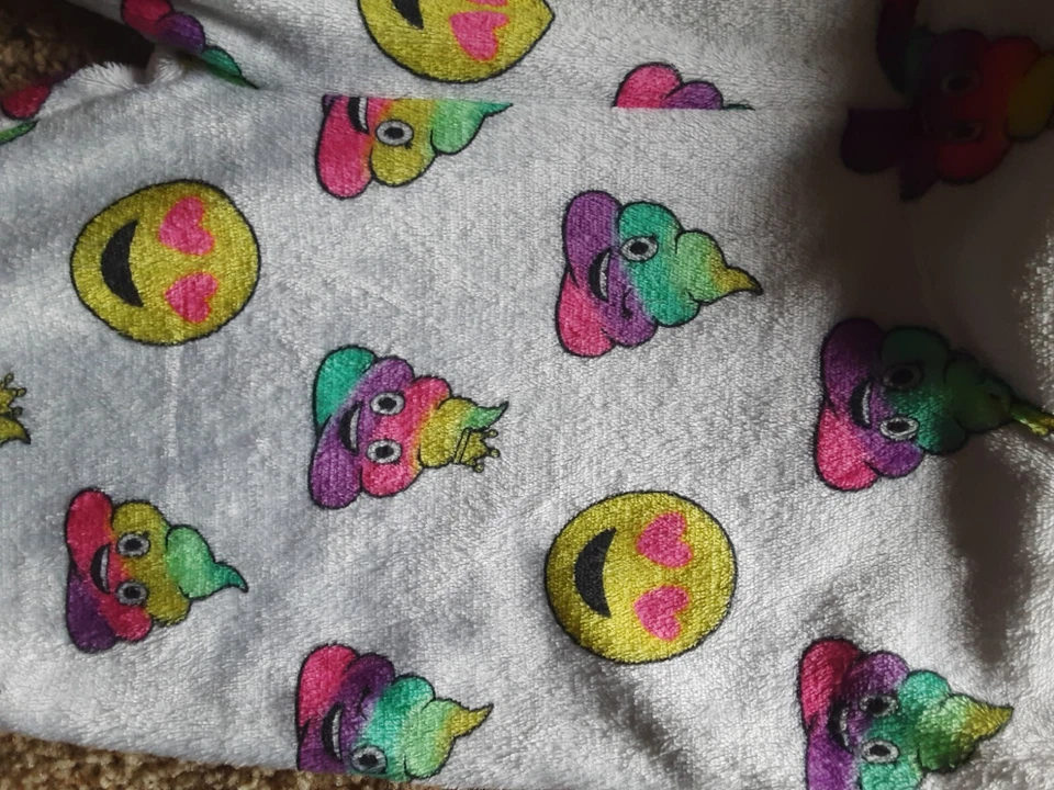 Justice Emoji Poop Onepiece детский размер 8 с карманом плюшевый капюшон на молнии МЯГКИЙ яркий - Изображение 3 из 4