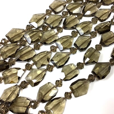 Transparent Brown Crystal Faceted Nugget Bead Round Coin Square Jewelry 16''