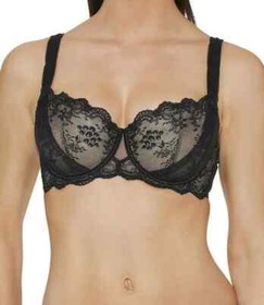 Aubade A-Lamour Bra Noir Black Lace 34G Underwired Half Cup Sheer Balcony DA14