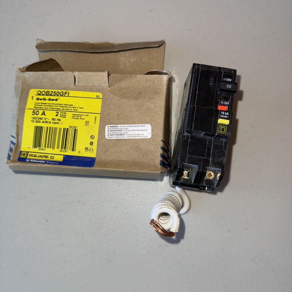 Schneider Electric QOB250GFI 50-Amp 2-Pole GFCI Circuit Breaker - 120/240V, 600VAC, 30A Interrupt Rating