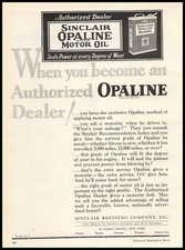 1928 Sinclair Refining Company Houston Texas Opaline Motor Oil Vintage Print Ad