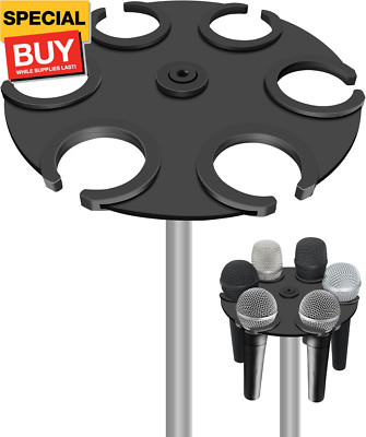 Multi Microphone Holder Up to 6 Mic (Aluminum/Rubber padding) for Handheld Dynam