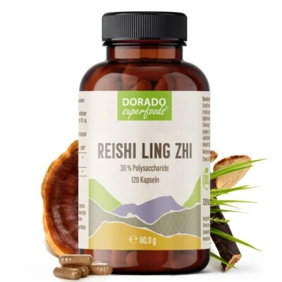 DORADO SUPERFOODS Reishi Ling Zhi Extrakt Kapseln • 480 Stück - 8 Monate • 30% Polysaccharide