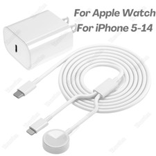 For Apple Watch 9 8 7 6 5 4 3 2 1 iPhone Magnetic Fast Charger Cable USB C Block