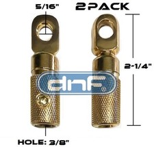 2PACK Gold Plated Short Side Post Mount Battery Terminal 4awg-8awg