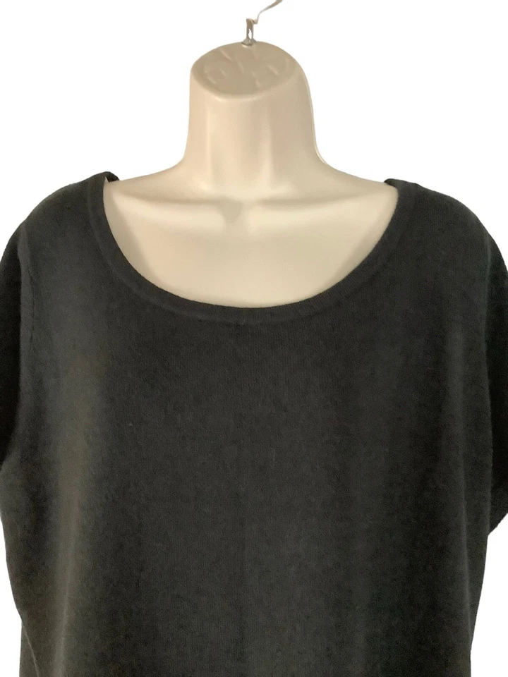 Camiseta tejida Covington para mujer nueva con etiquetas 20/22W negra manga gorra Foto 2 de 4