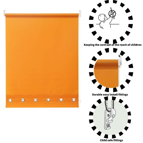 Quadrat Ösenrollo einfache Passform zuschneidbar Uni Stoff Fensterrollo - Bild 58 von 63