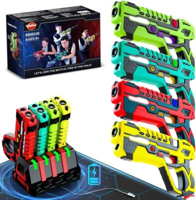 Wiederaufladbare Laser Tag Guns Set - VATOS Laser Tag 4 Spieler mit Ladestation