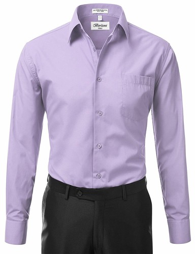 Berlioni Italy Men's Premium Classic French Convertible Cuff Solid Dress Shirt - Picture 48 of 74