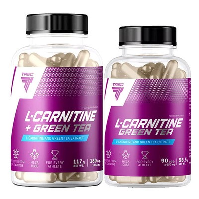 L-CARNITINE + GREEN TEA - 90-180 caps - Top fat burner, weight loss, performance
