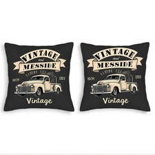 Vintage-Inspired Throw Pillow Covers Set of 2 18x18in Classic Truck Design