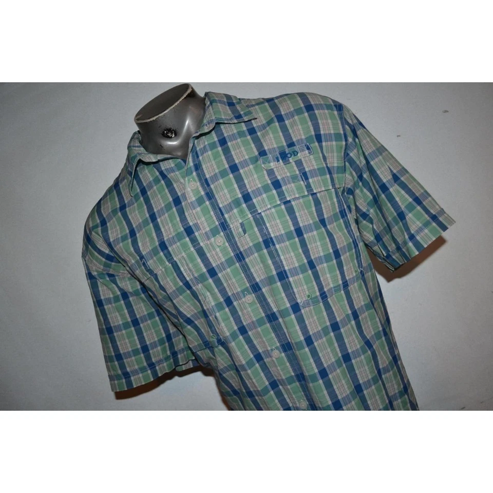 27792 IZOD Camisa de Pesca Camping Senderismo Verde Azul A Cuadros Talla 2XL Ventilada Para Hombres Foto 3 de 4