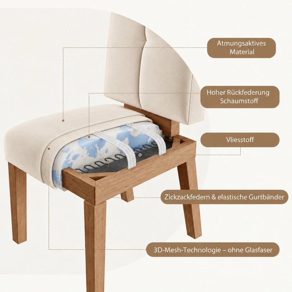 Esszimmerstühle 4er Set Küchenstuhl Wohnzimmerstühle Stuhl Esszimmer Holz Beige
