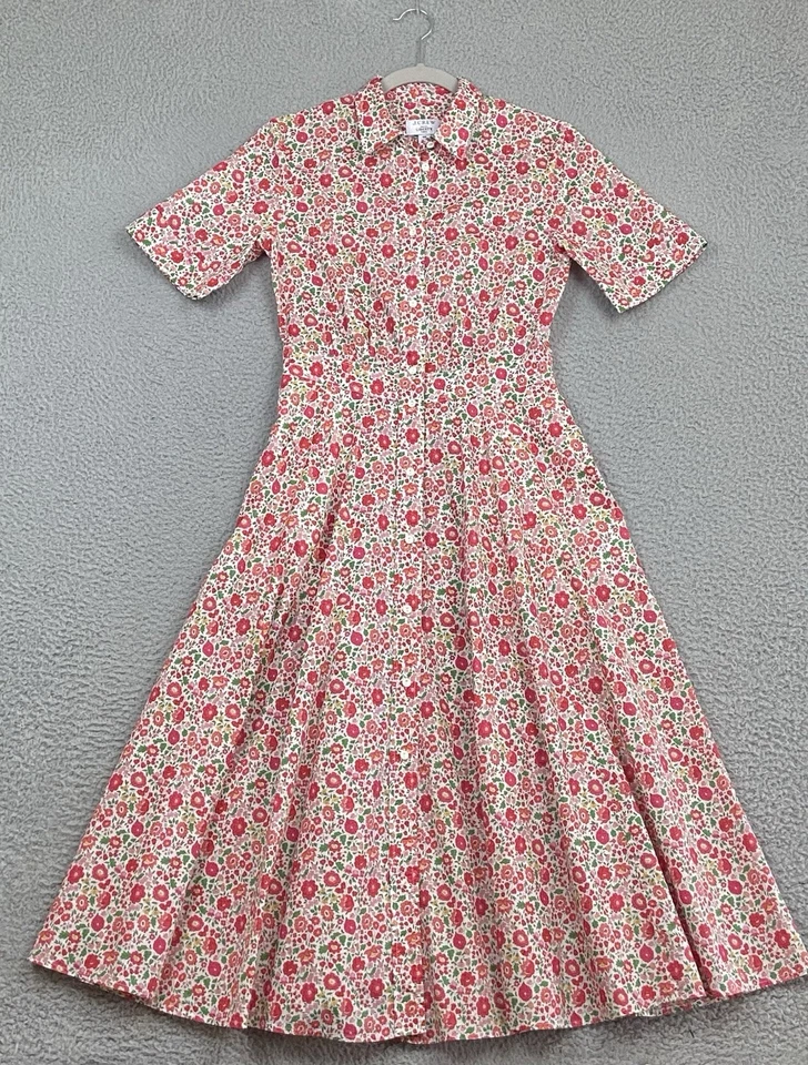 Camisa J Crew Liberty Tela Danjo Floral Cinturón Talla 00 Rojo Midi Preppy EXCELENTE Foto 2 de 4