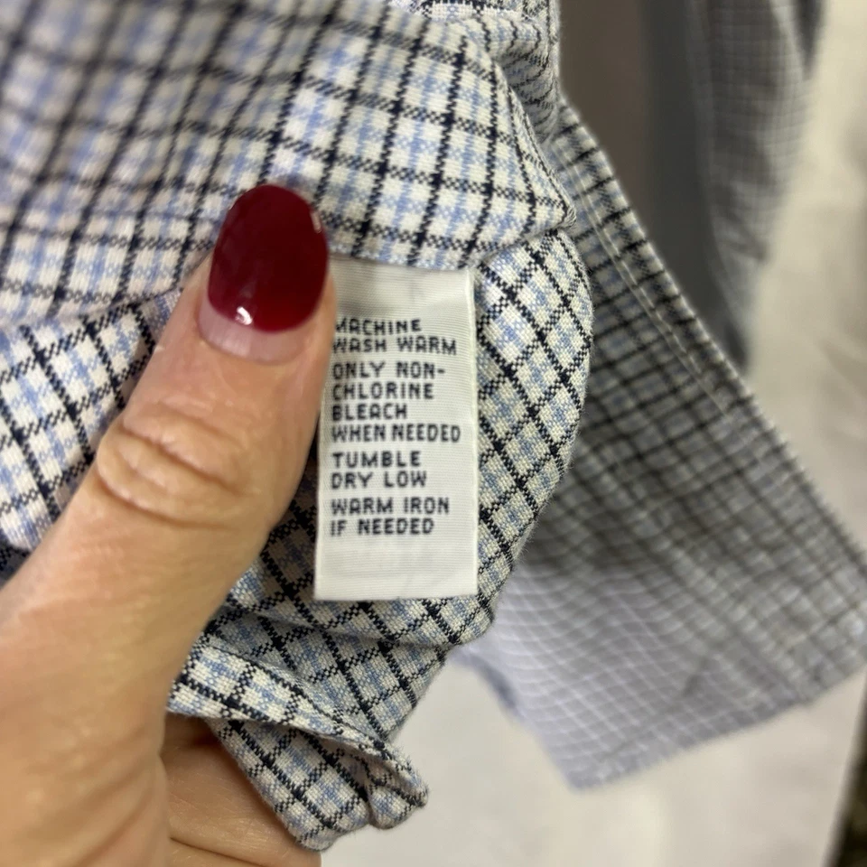 Camisa Polo Ralph Lauren Para Hombre Mediana Blanca y Azul A Cuadros Preppy Carne Pony Foto 4 de 4