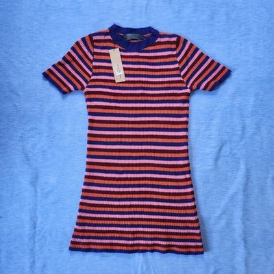 The Elder Statesman Women's Medium Cashmere Skate Dress Sweater Tee Striped