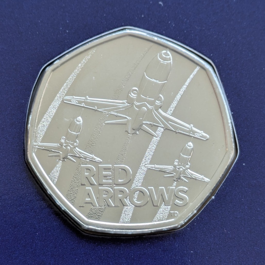 50p 2025 The RED AROWS Fifty Pence Brilliant Uncirculated UK ChangeChecker Coin