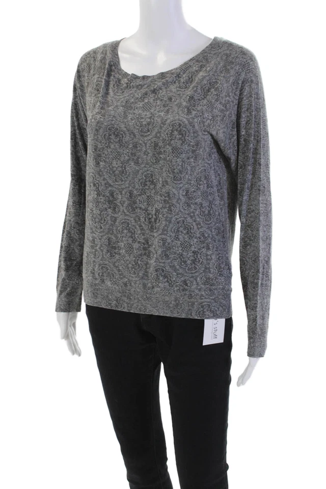 Suéter Current/Elliott Mujer Antiguo Estampado de Encaje The Letterman Gris Algodón Talla Foto 2 de 4