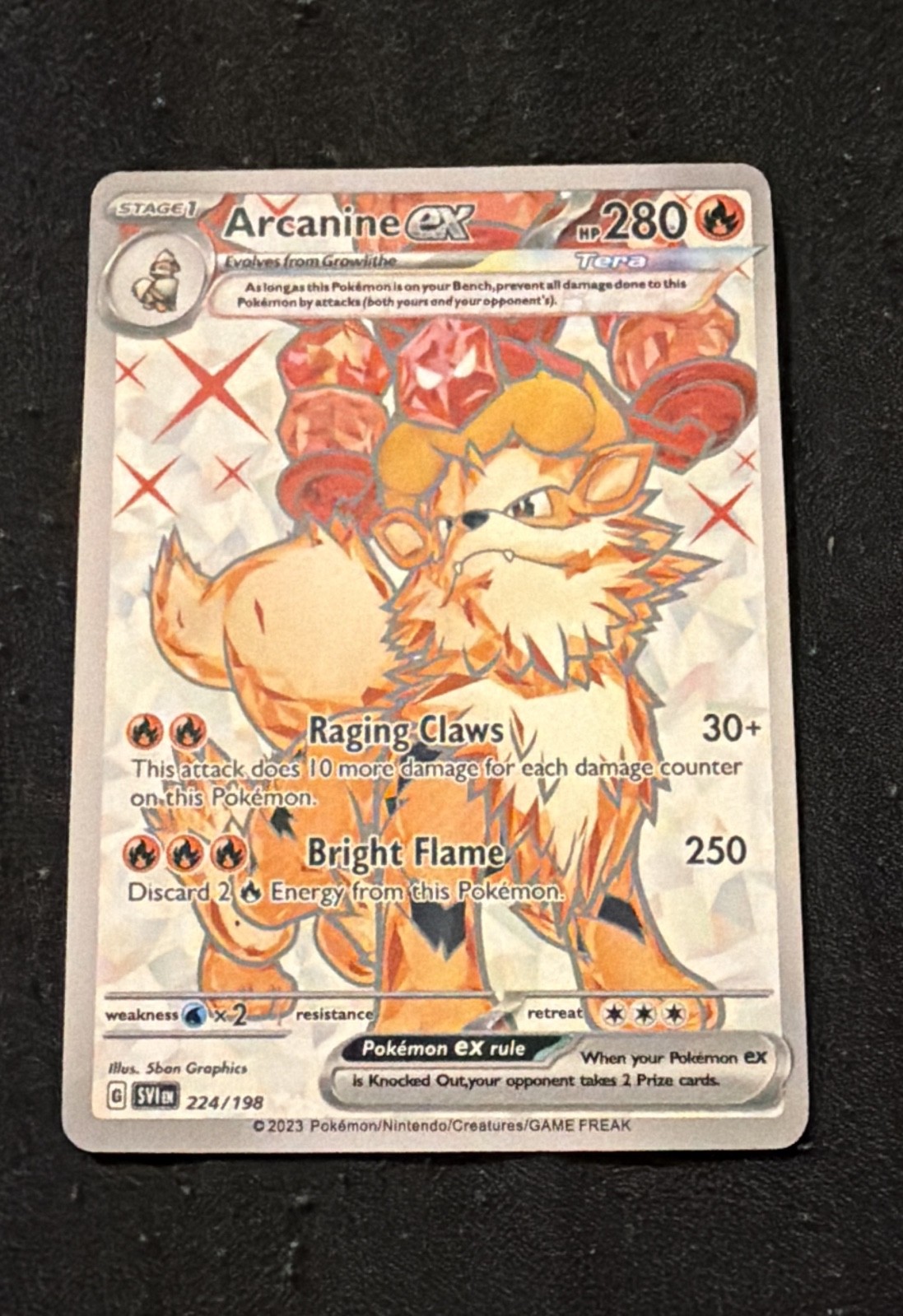 Arcanine ex 224/198 Sv01: Scarlet & Violet Base Set Holo