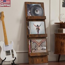 No Drill Wood Vinyl Record Shelf Modular Music Display Stand Easy Assembly New
