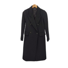 Quince Women Italian Wool Double-Breasted Coat Black Outerwear XS