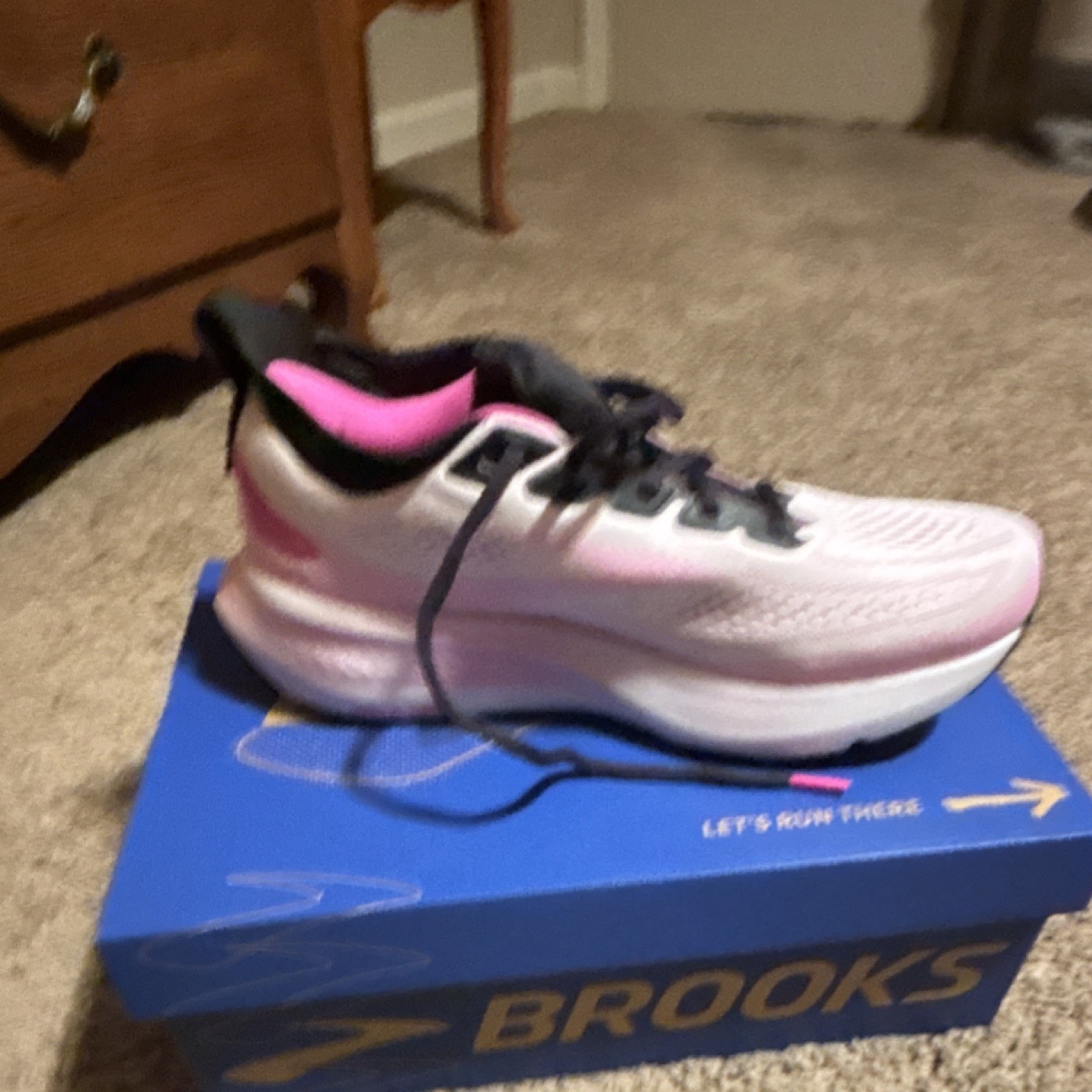 Brooks Glycerin Women's Running Shoes White Pink Black Mesh Breathable Low Top