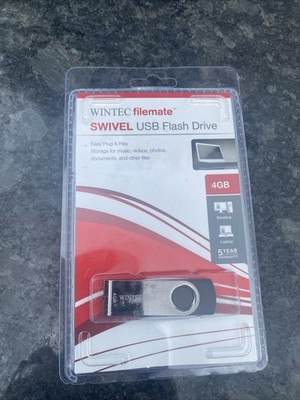 Wintec Filemate 3FMUSB4GWB-R Swivel USB Flash Drive 4GB, USB 2.0 NEW