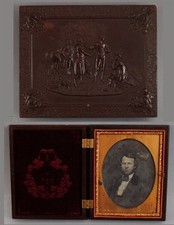 Antique MAJOR ANDRE Thermoplastic Union Case & ANSON Daguerreotype Photograph