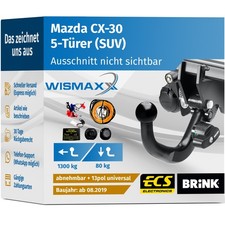 ANHÄNGERKUPPLUNG für Mazda CX-30 ab 19 abnehmbar BRINK +13pol E-Satz ABE