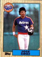 1987 Topps Jose Cruz #670 Houston Astros MLB Baseball Card Wood Grain Set Vin...