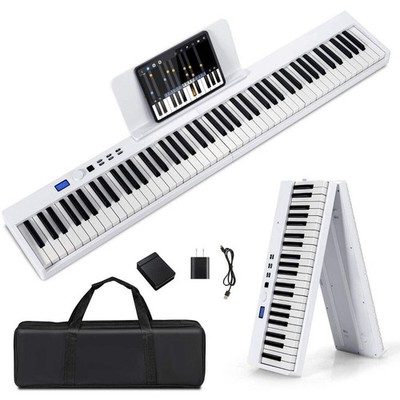 88-Tasten faltbares Full-Size halbgewichtetes Digitalpiano Keyboard mit MIDI-Weiß