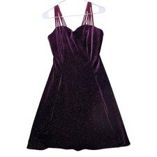 VTG Y2K Jump Dress Womens 5/6 Purple Glitter Sparkle Velvet Strappy Y2K 90s
