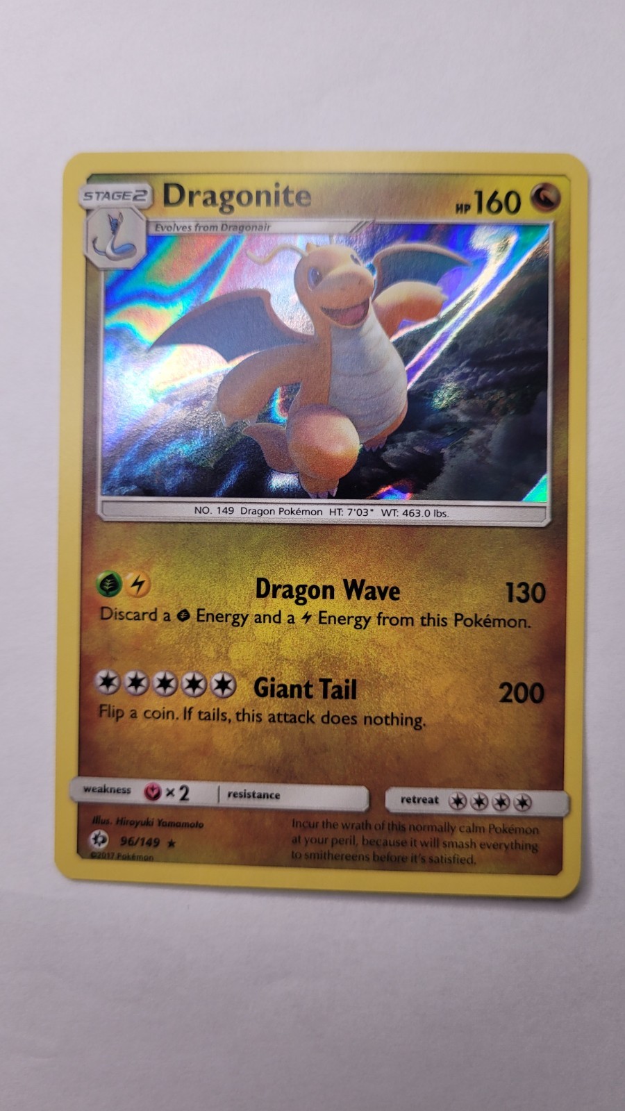 Dragonite 96/149 Sun & Moon Holo Rare Pokemon Card - NM