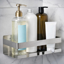 Mensola Doccia 23X8,5X10Cm Senza Fori in Acciaio Inox Porta Sapone E Shampoo Con