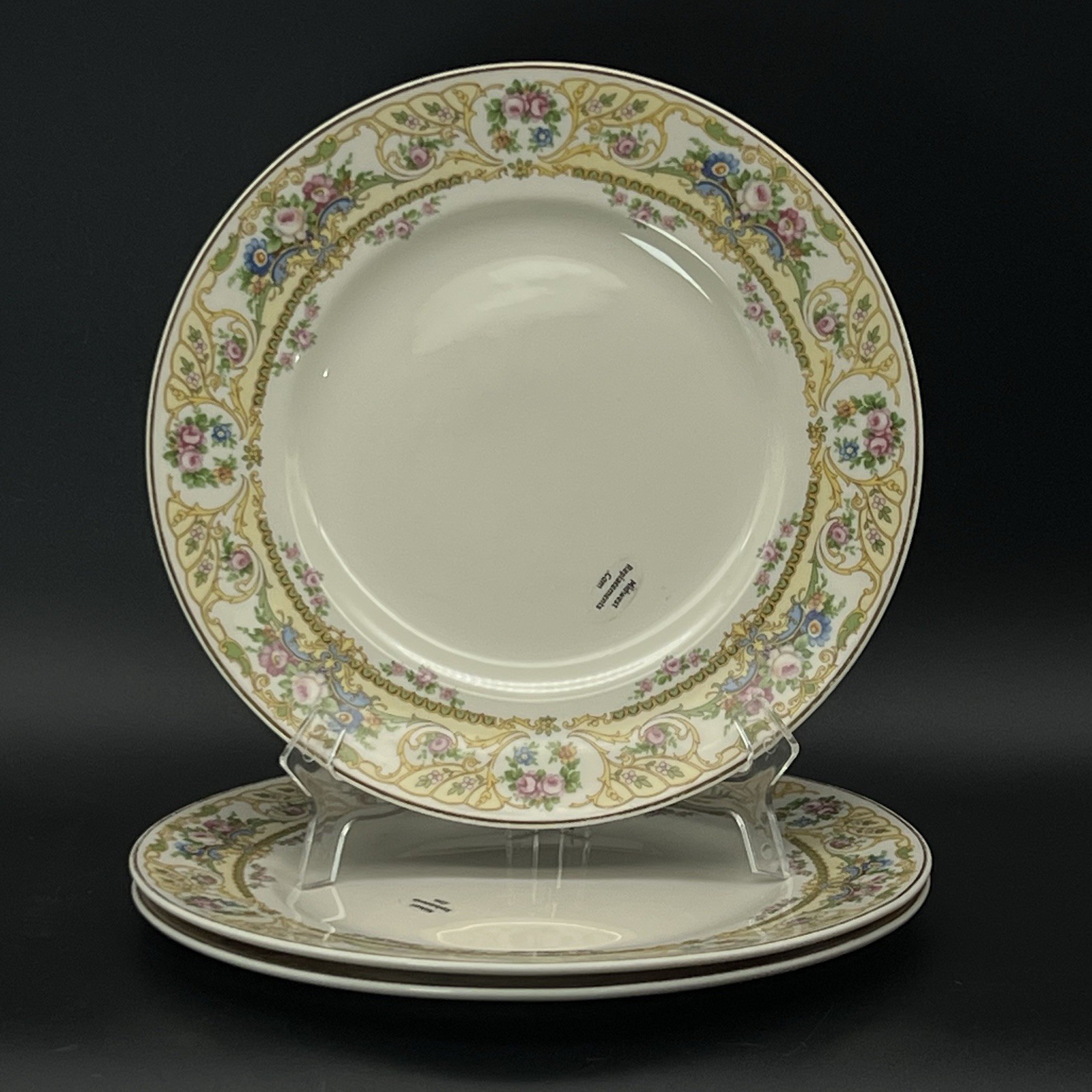 Vtg Rose Marie Old Ivory Syracuse China Set Of 3 Dinner Plates 9.75” Made In USA