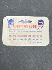 1966 Vintage Batman Code Batman Club Membership Card