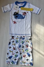 Hanna Anderson Boy Graphic Print Ahoy Organic Cotton Sleep Wear Age 6-7 NWT