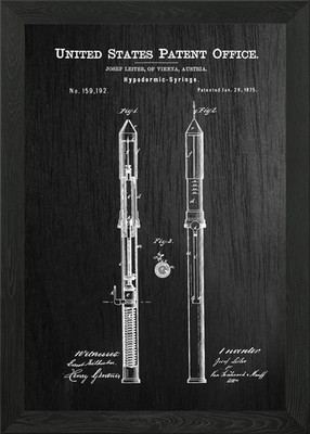 63 Hypodermic Syringe Pat Framed Wall Art Poster Canvas Print Picture