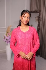 Women Chikankari Georgette Embroidered Kurta Indian Ethnic Summer Wear