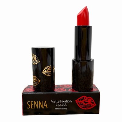 SENNA Matte Fixation Lipstick DAREDEVIL Vivid Orange Red 0.12oz / 3.6g NIB