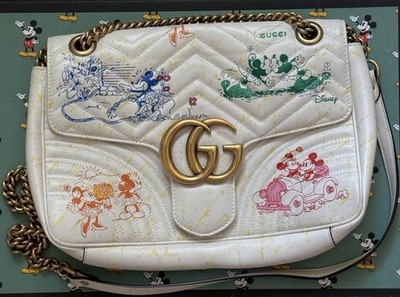 SUPER Rare Gucci X Disney Large Mickey Minnie Mouse Marmont Leather Purse Bag