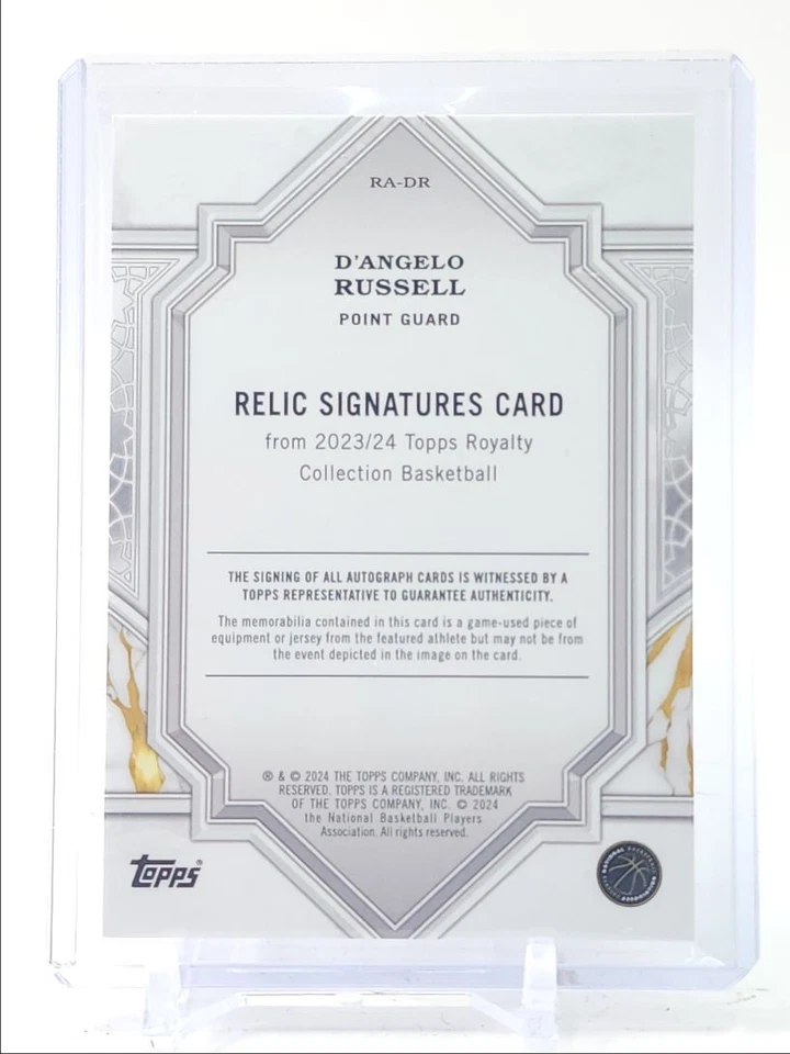 D'ANGELO RUSSELL 2023-24 TOPPS ROYALTY PATCH SIGNATURES BLUE AUTO /15 Q5840 - Image 2 of 2
