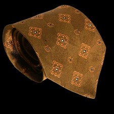 70s Vintage Wembley Silk Twill Mens Tie Bronze Abstract Geometric Mod Medallion