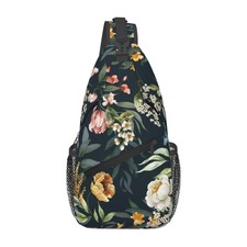 Watercolor Pink Floral Pattern Sling Bag Crossbody Backpack Gym Travel Hiking