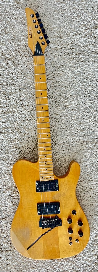 Carvin TL60 T style H-H neck thru electric guitar in Natural finish with case